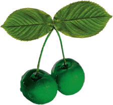 Cerezas en almíbar verdes